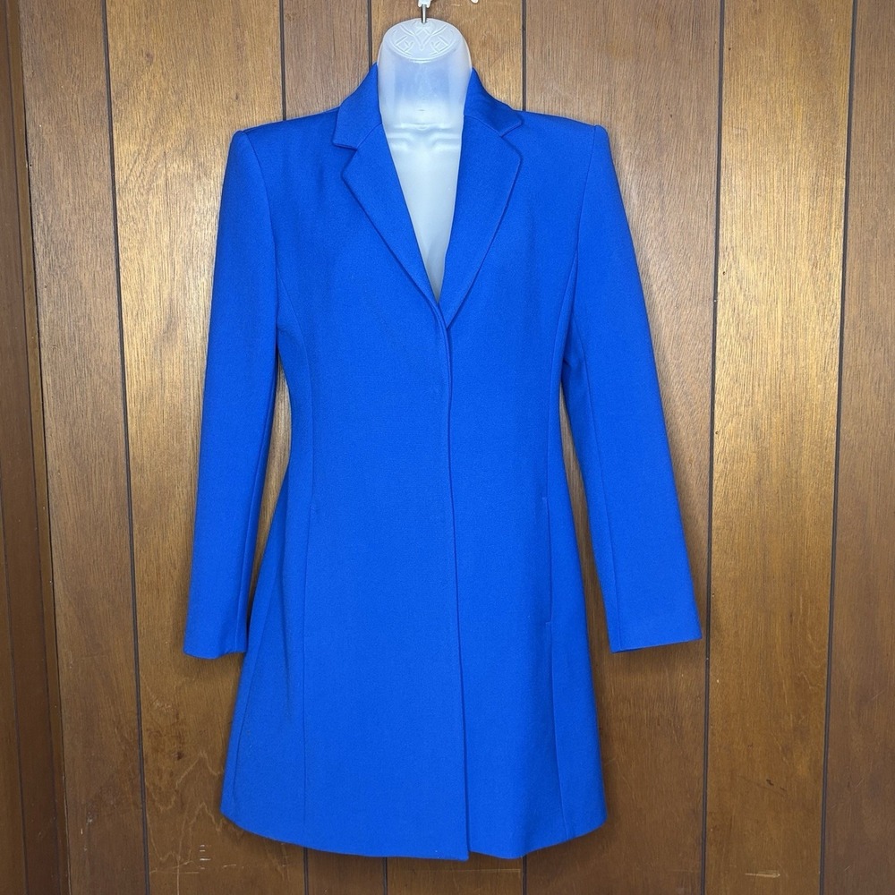 Zara Longline Blazer Women's XS Cobalt Blue Career Office‎ Quiet Luxury Capsule